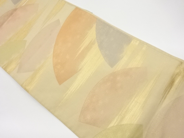 リサイクル　地紙に霞模様織出し袋帯